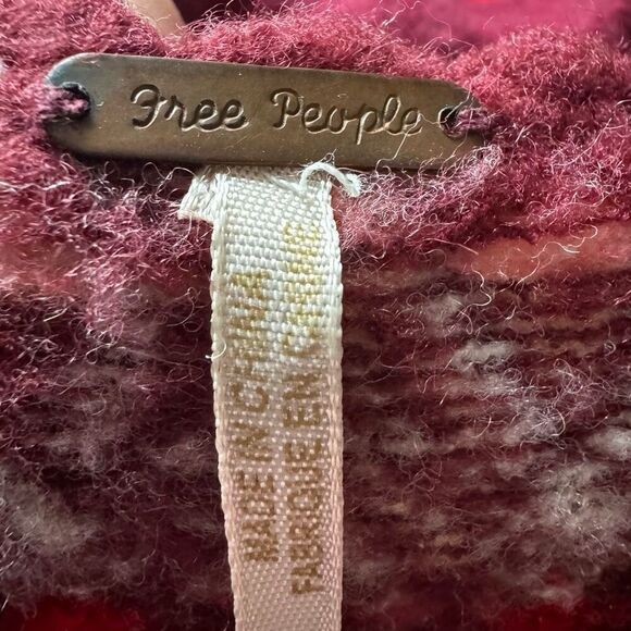 Free People Burgundy Nordic Fair Isle Wool Blend Sweater Dress Size L - Picture 6 of 7